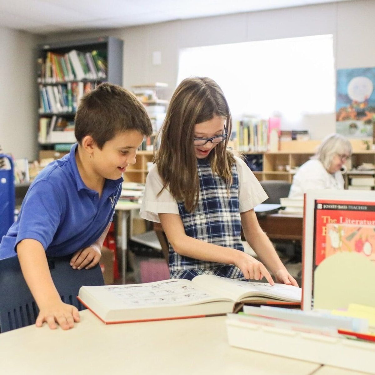 Students at Veritas Academy working together in class